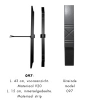 Muur-/Schootankers - <strong>097:</strong> L. 43 cm, vooraanzicht<br>Materiaal V20<br>L. 15 cm, inmetselgedeelte.<br>Materiaal strip